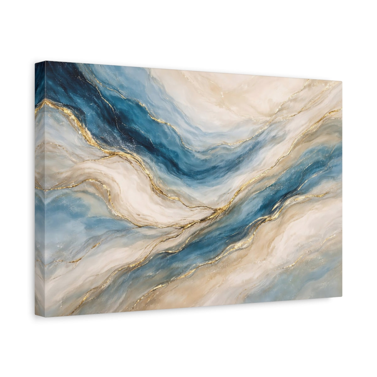 Tourbillons abstraits bleu et or - Tableau imprimé sur toile