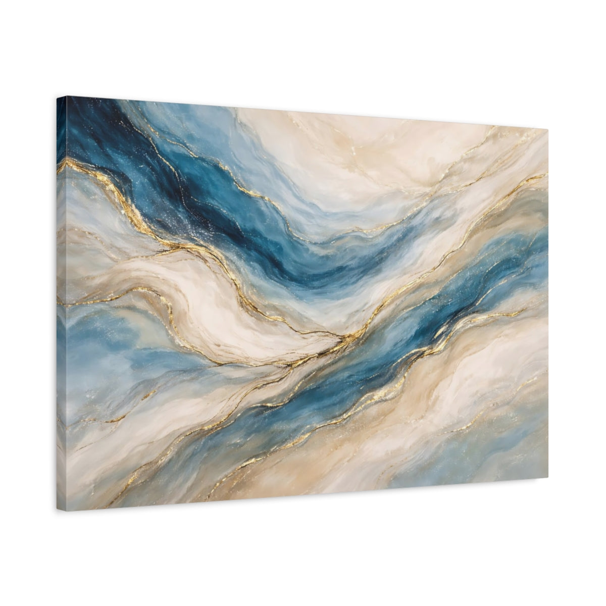 Tourbillons abstraits bleu et or - Tableau imprimé sur toile