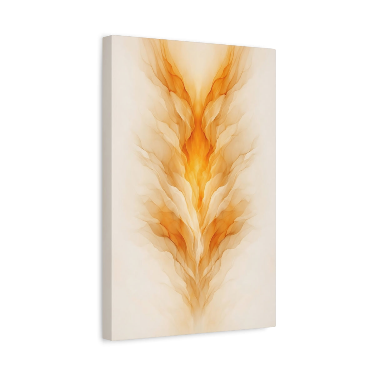 Side Mockup 4. Abstract Abstract Flame Orange Abstract shown as stretched canvas wall art
