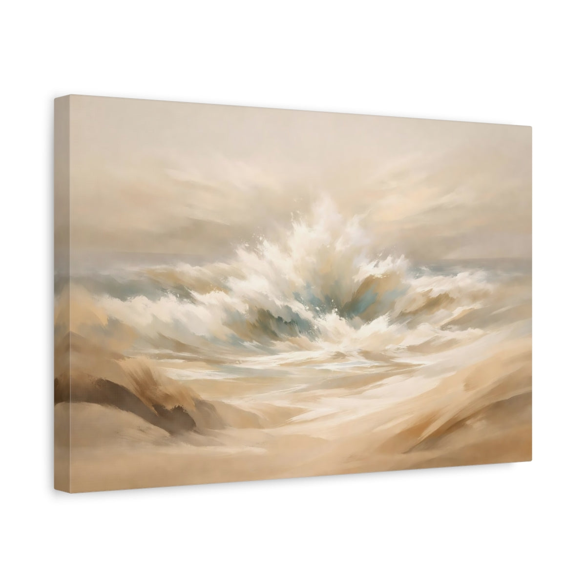 Seascape Beige Abstract Flow Ocean Waves Nature - Canvas Wall Art Print