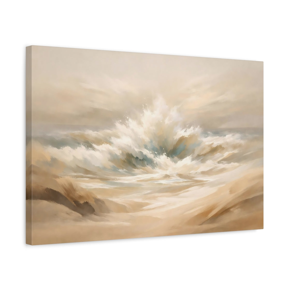 Seascape Beige Abstract Flow Ocean Waves Nature - Canvas Wall Art Print