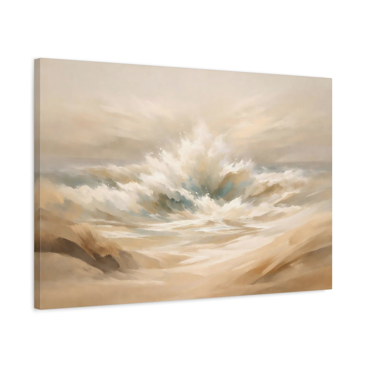 Seascape Beige Abstract Flow Ocean Waves Nature - Canvas Wall Art Print