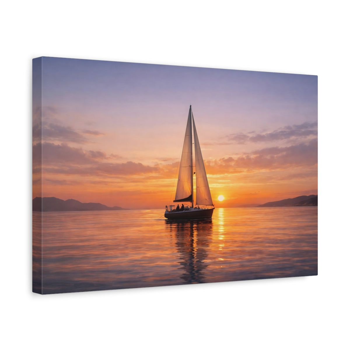 Contemporary Sunset Boat Sailboat Nature - Canvas Wall Art Print