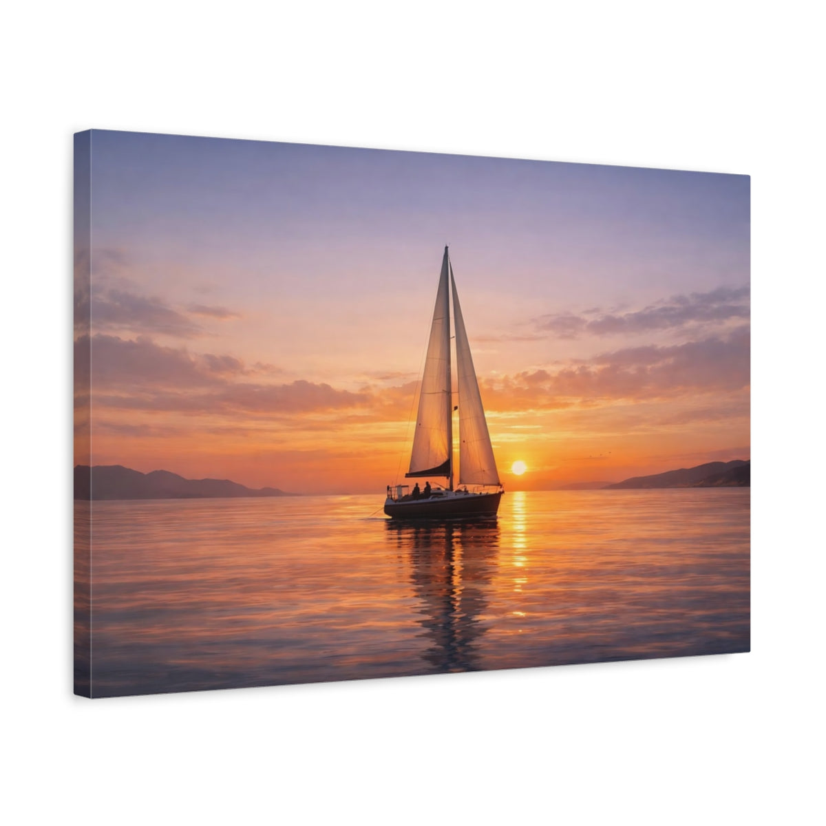 Contemporary Sunset Boat Sailboat Nature - Canvas Wall Art Print