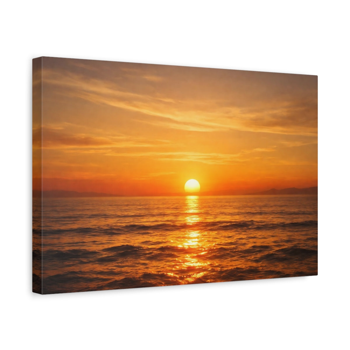 Golden Glow Sunset Ocean Nature - Canvas Wall Art Print