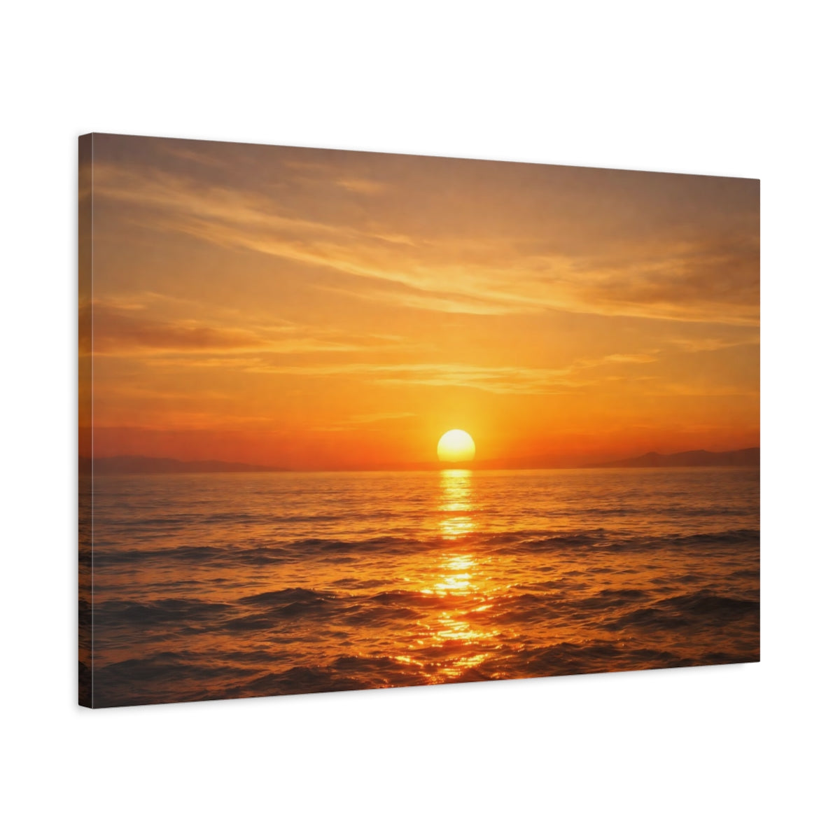 Golden Glow Sunset Ocean Nature - Canvas Wall Art Print