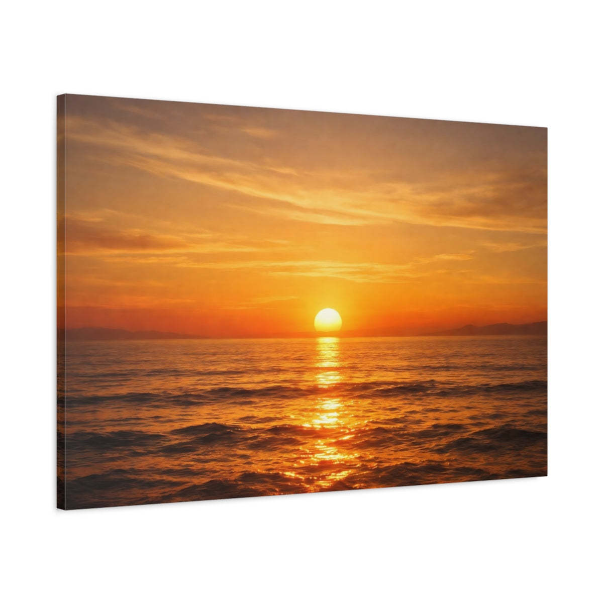 Golden Glow Sunset Ocean Nature - Canvas Wall Art Print