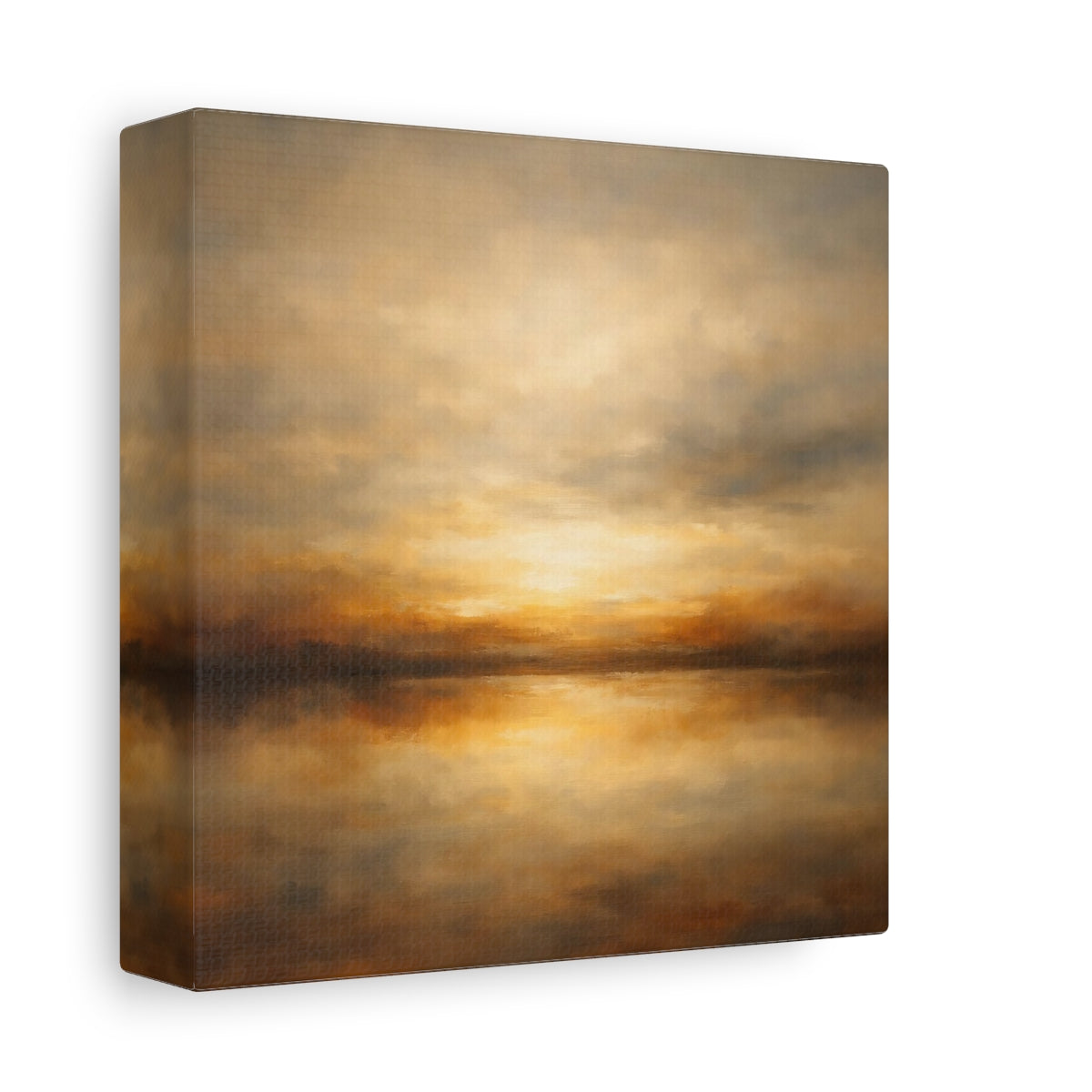 Side Mockup 1. Nature Sunset Seascape Golden Sunset Seascape shown as stretched canvas wall art