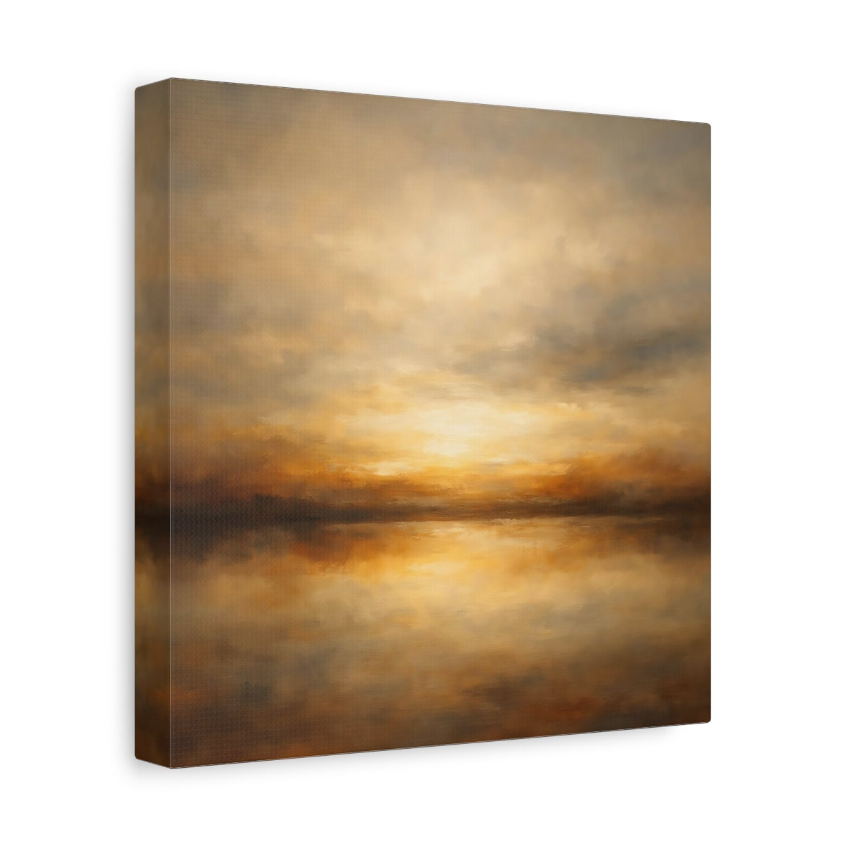 Side Mockup 9. Nature Sunset Seascape Golden Sunset Seascape shown as stretched canvas wall art