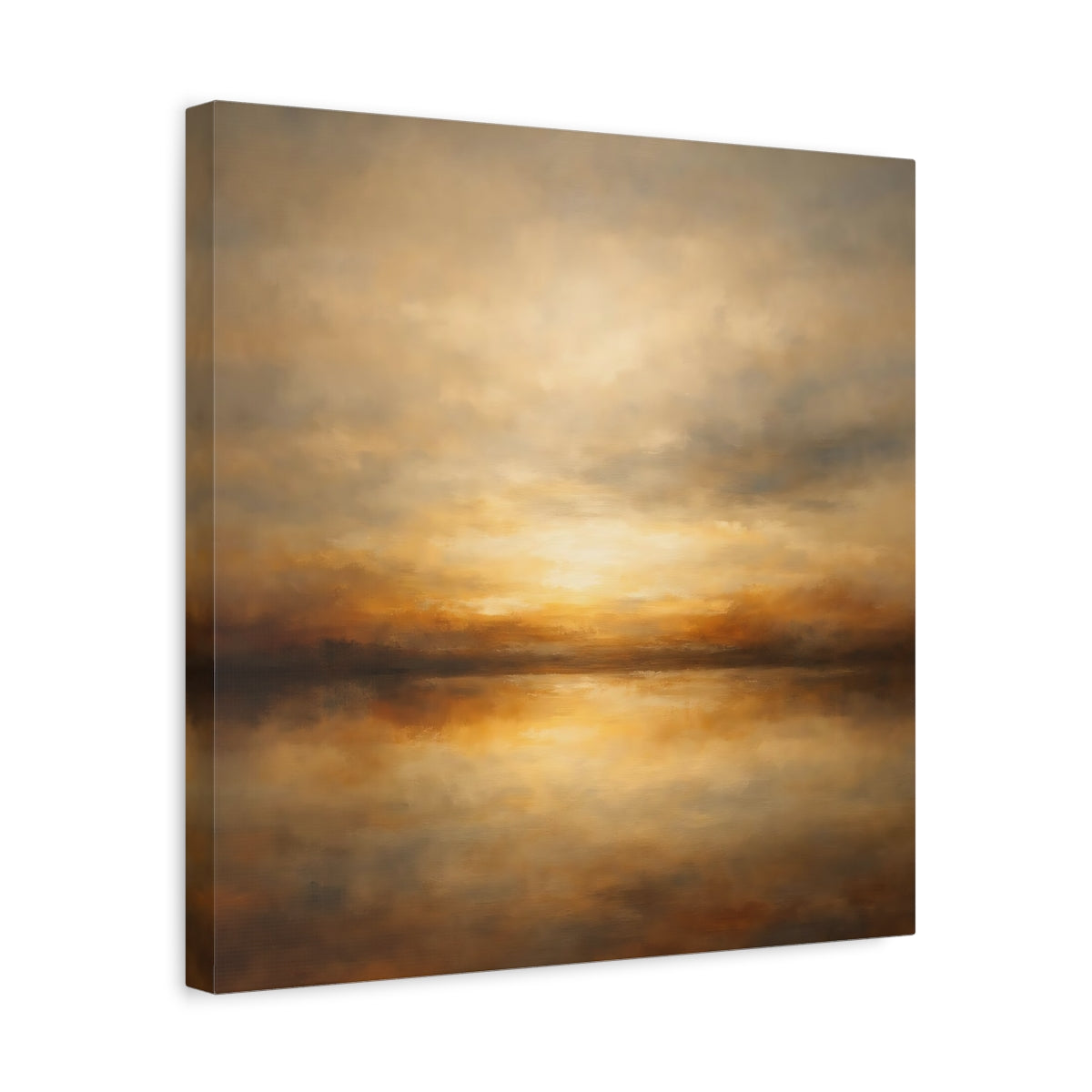 Side Mockup 6. Nature Sunset Seascape Golden Sunset Seascape shown as stretched canvas wall art