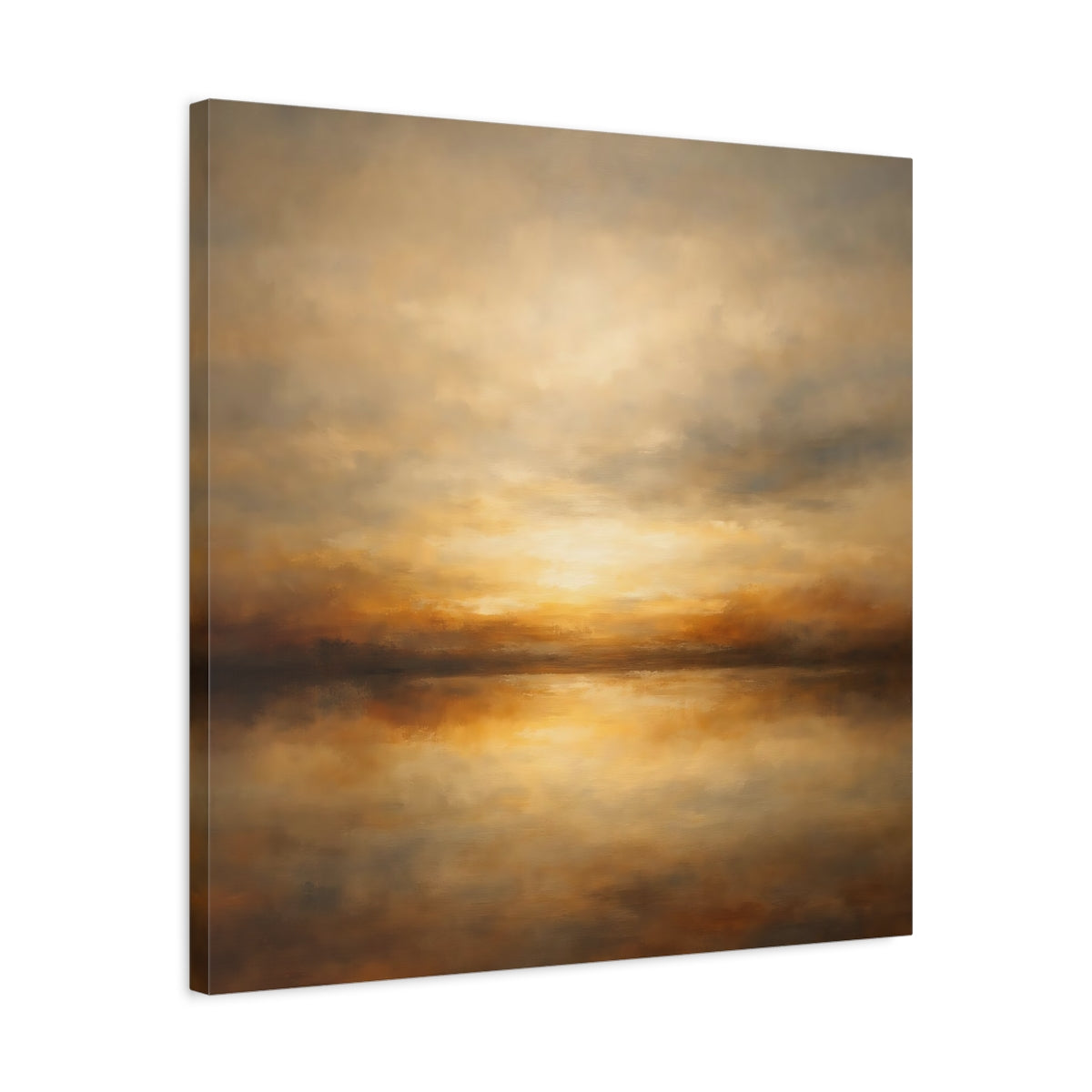 Side Mockup 4. Nature Sunset Seascape Golden Sunset Seascape shown as stretched canvas wall art