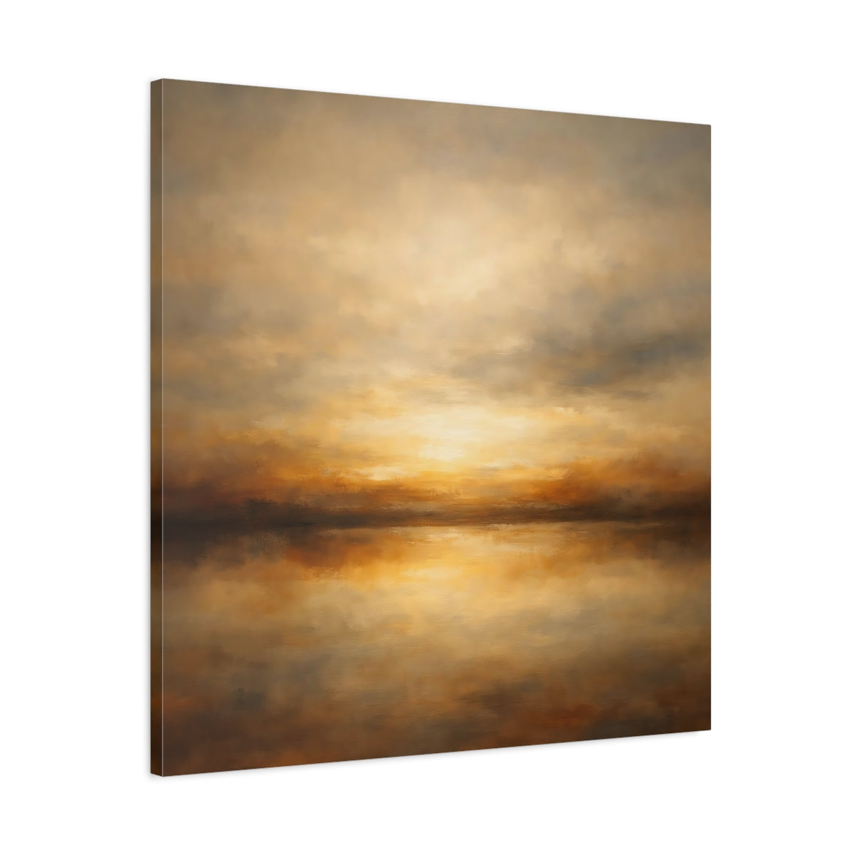Side Mockup 3. Nature Sunset Seascape Golden Sunset Seascape shown as stretched canvas wall art