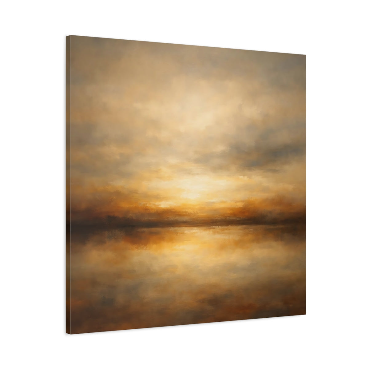Side Mockup 2. Nature Sunset Seascape Golden Sunset Seascape shown as stretched canvas wall art
