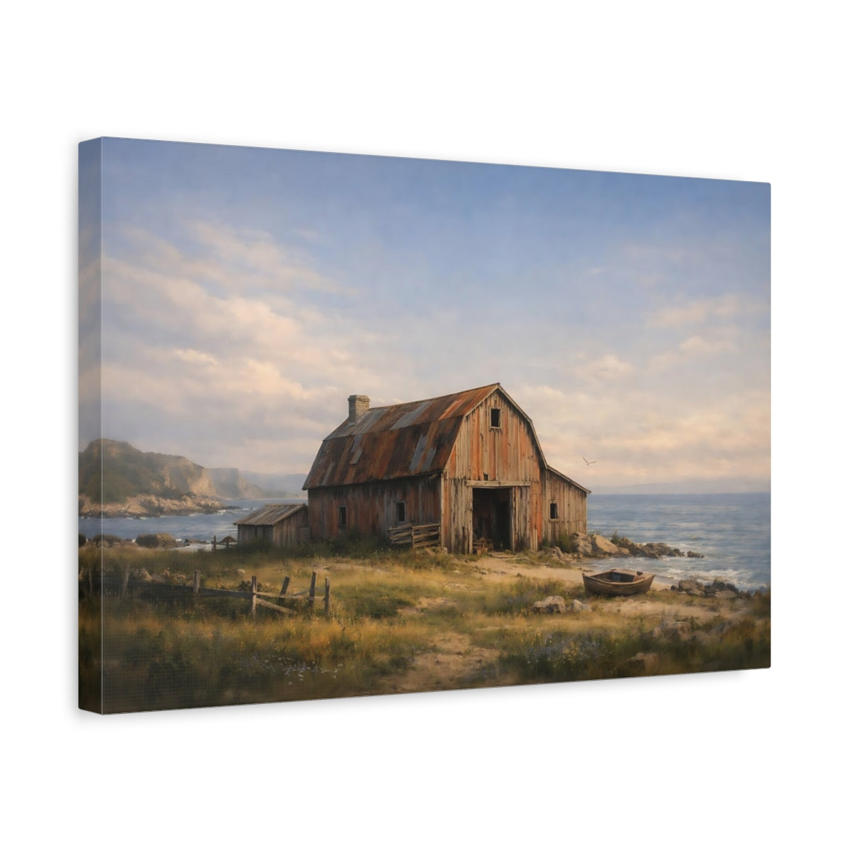 Seascape Old Barn Coastal Nature - Canvas Wall Art Print