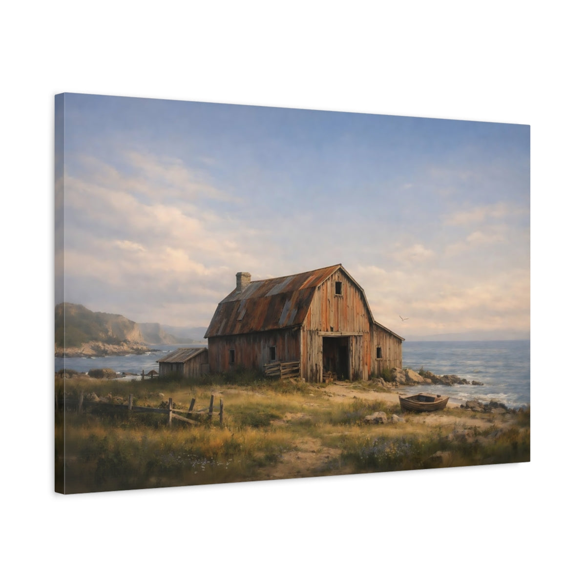 Seascape Old Barn Coastal Nature - Canvas Wall Art Print