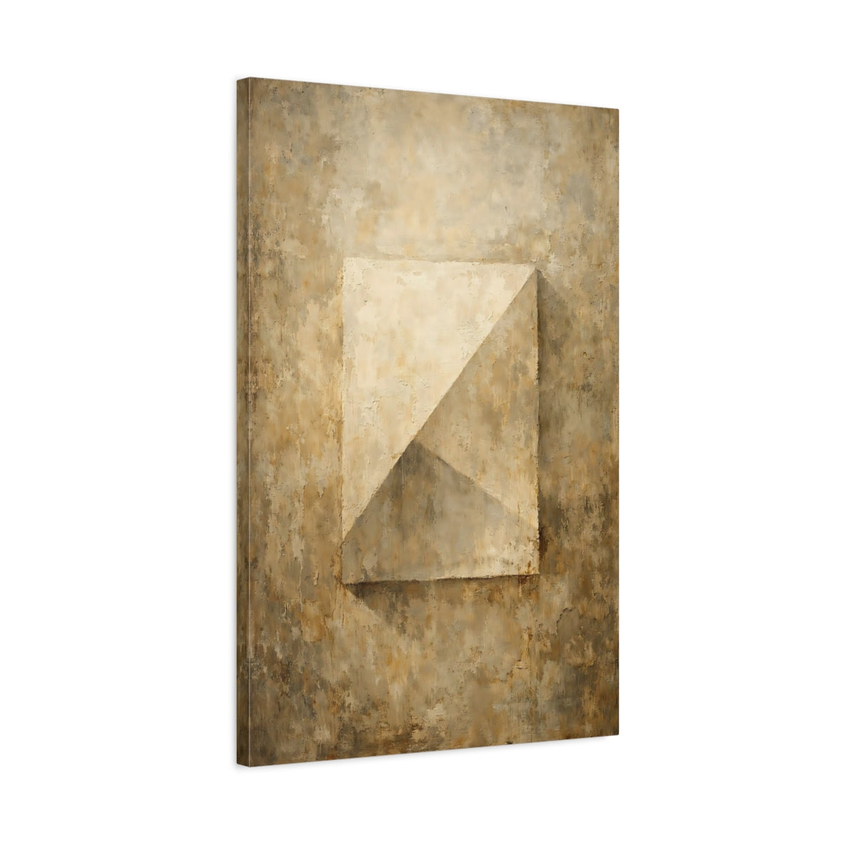 Side Mockup 2. Abstract Geometric Form Earthy Textured Abstract shown as stretched canvas wall art