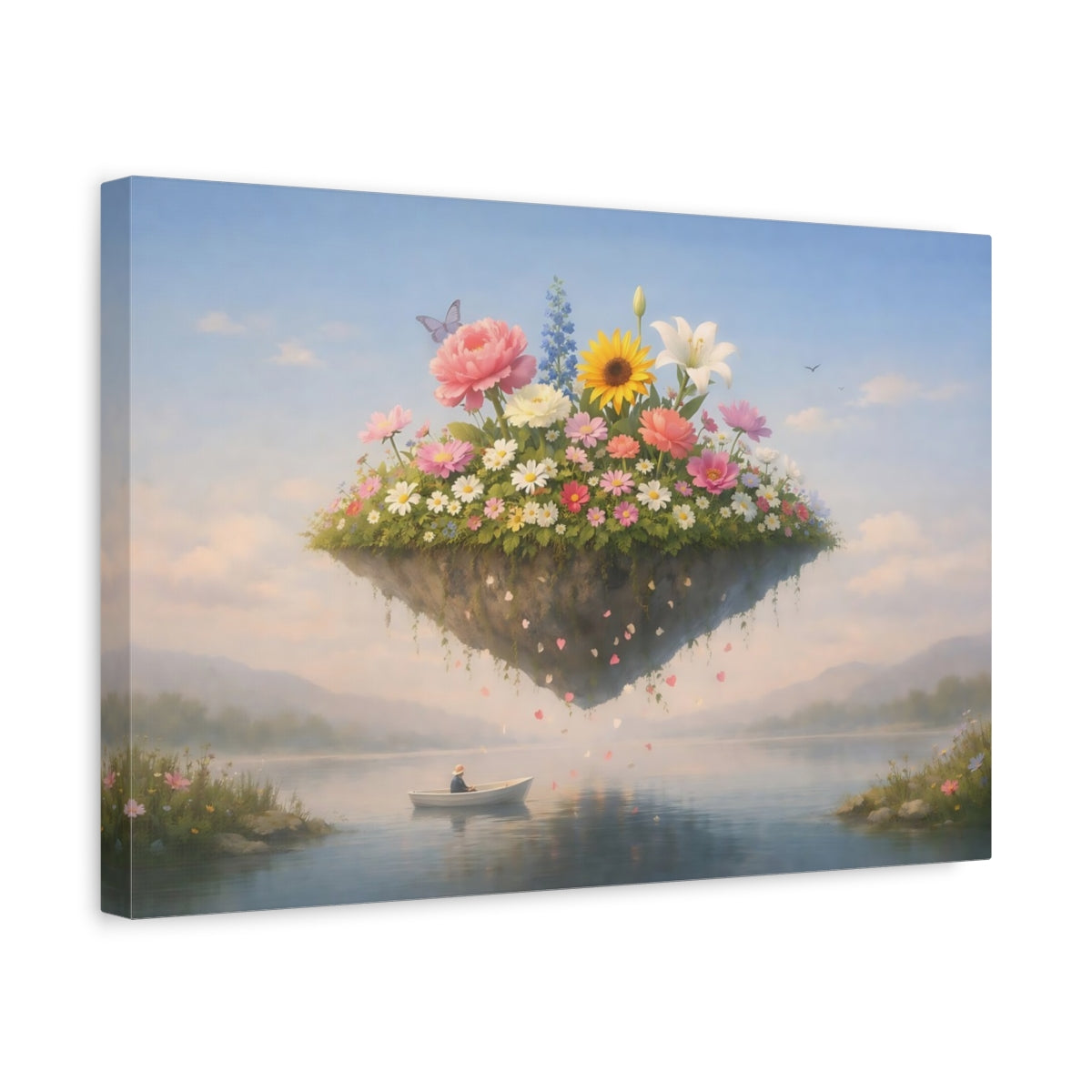 Tonal Gradient Flowers Serene Island Fairytale - Canvas Wall Art Print