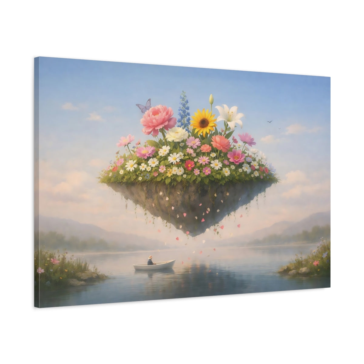Tonal Gradient Flowers Serene Island Fairytale - Canvas Wall Art Print