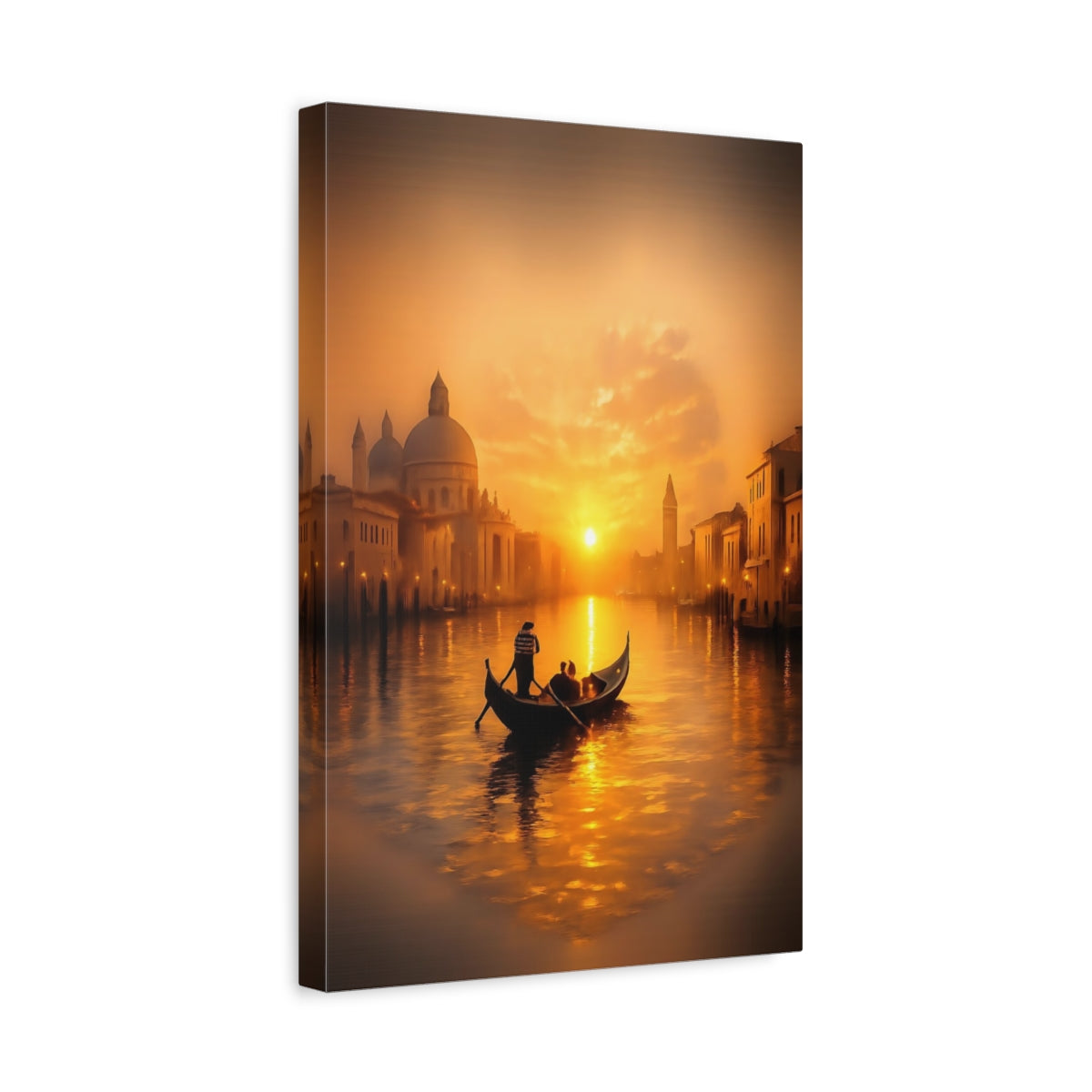 Vintage Gondola Orange And Gold - Canvas Wall Art Print