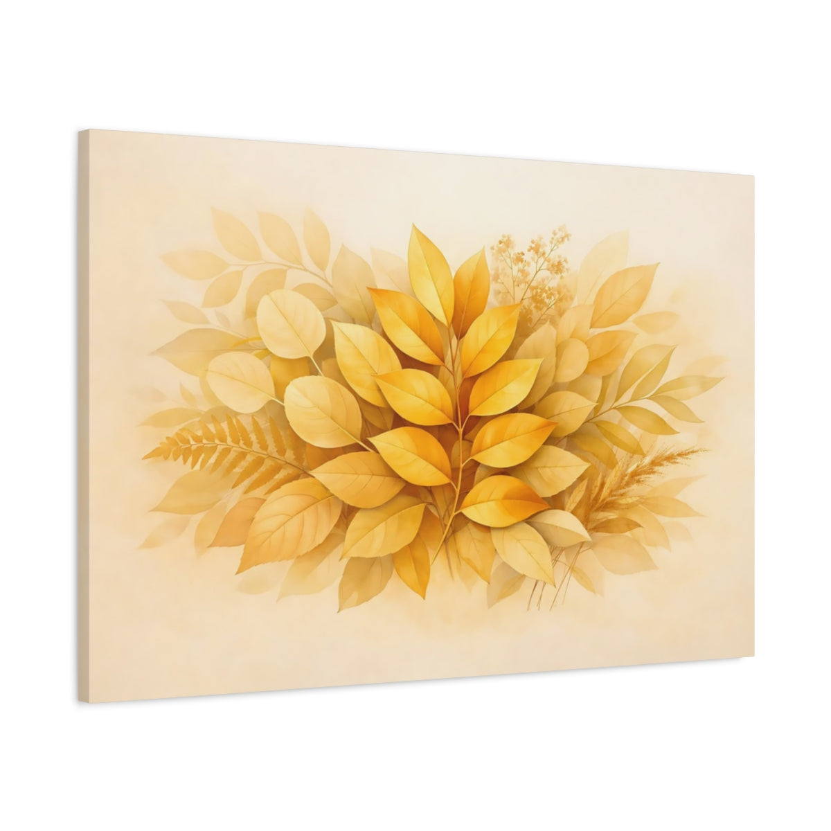 Feuilles Scintillement Doré Botanique Nature - Impression sur Toile