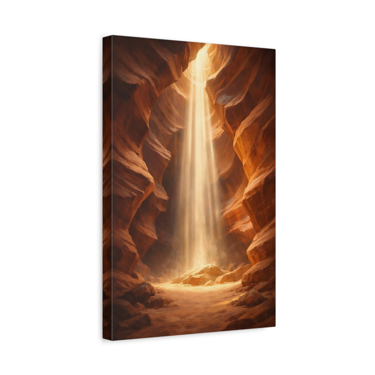 Side Mockup 4. Nature Canyon Orange And Brown shown as stretched canvas wall art