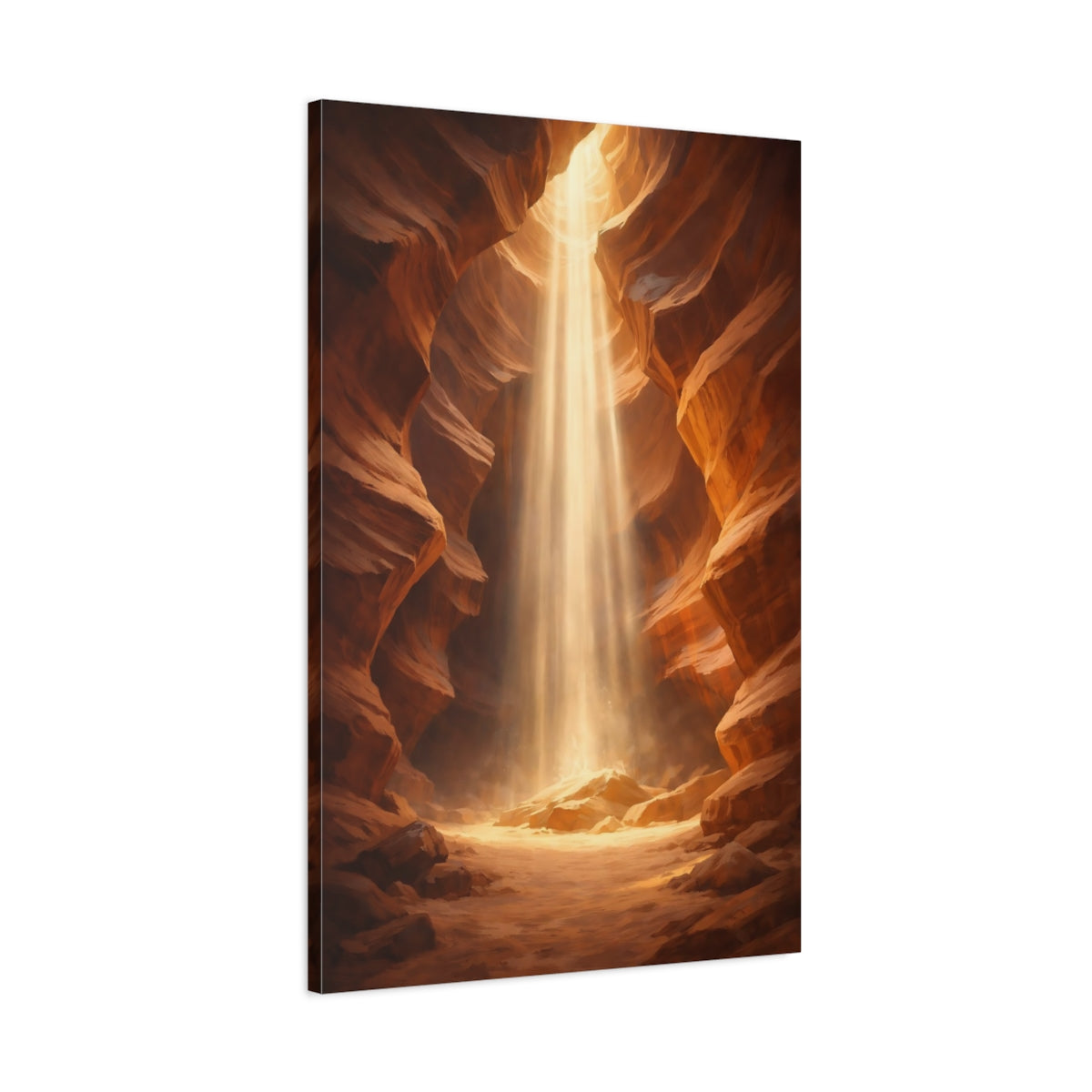 Side Mockup 1. Nature Canyon Orange And Brown shown as stretched canvas wall art