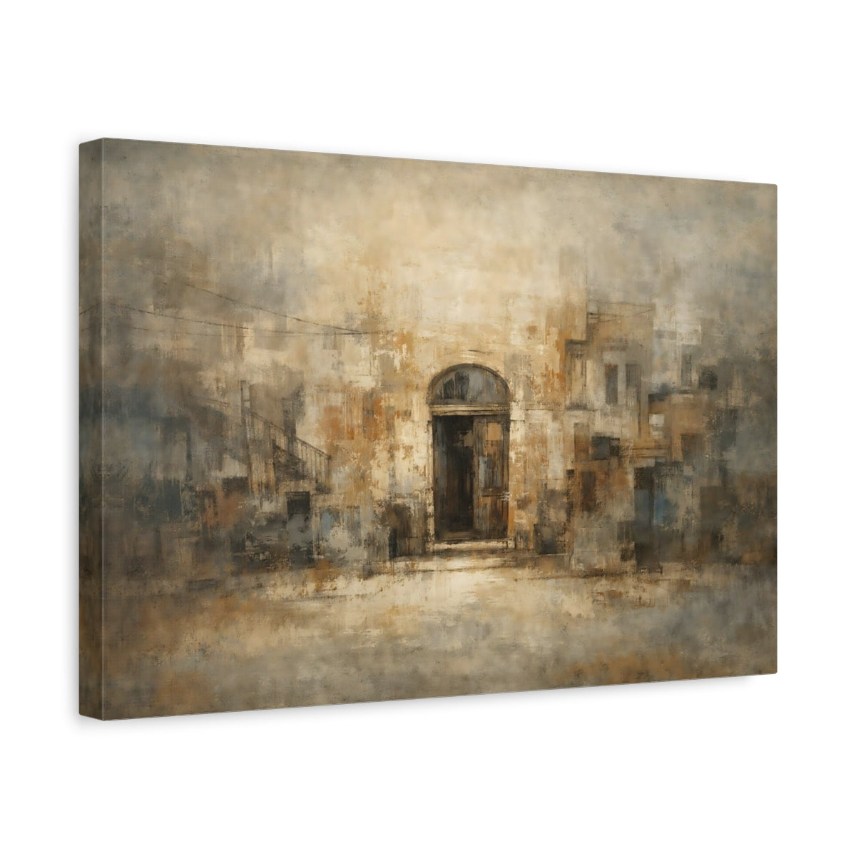 Vintage Textured Urban Abstract Arched Door - Canvas Wall Art Print