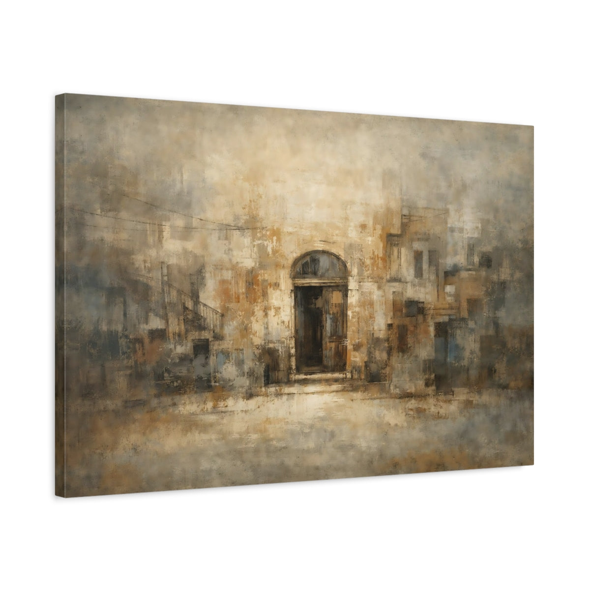 Vintage Textured Urban Abstract Arched Door - Canvas Wall Art Print