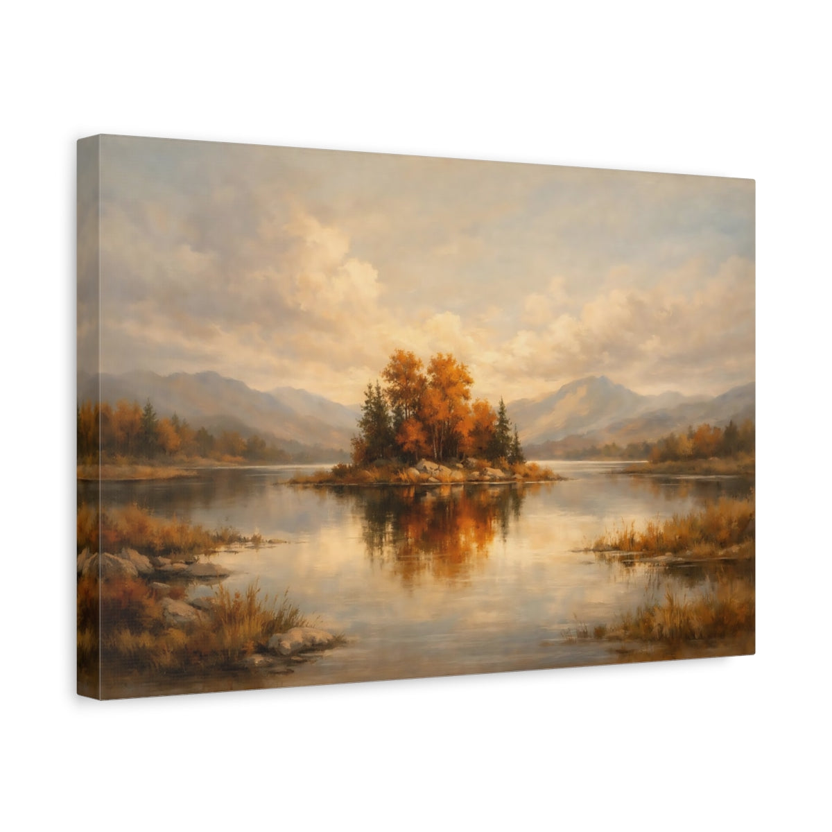 Side Mockup 4. Watercolor Burnt Orange Subtle Accent shown as stretched canvas wall art