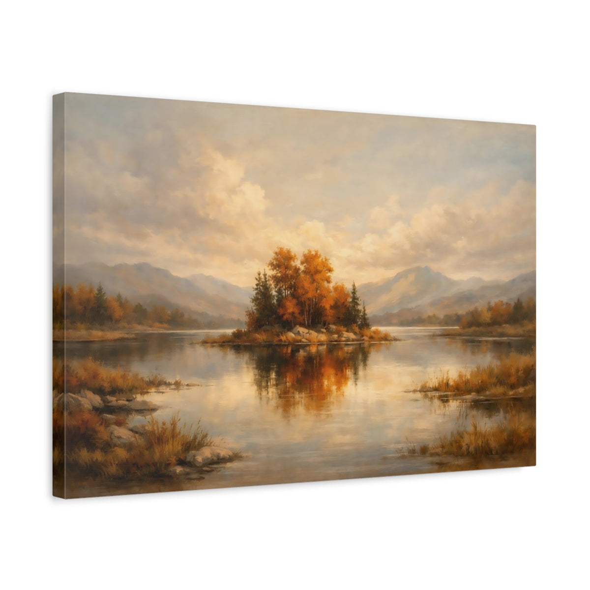 Side Mockup 3. Watercolor Burnt Orange Subtle Accent shown as stretched canvas wall art