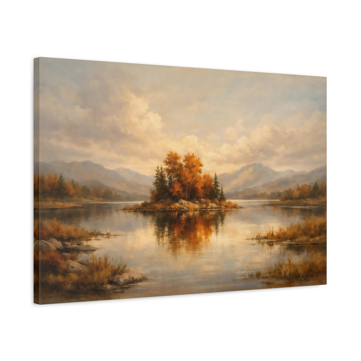 Side Mockup 2. Watercolor Burnt Orange Subtle Accent shown as stretched canvas wall art