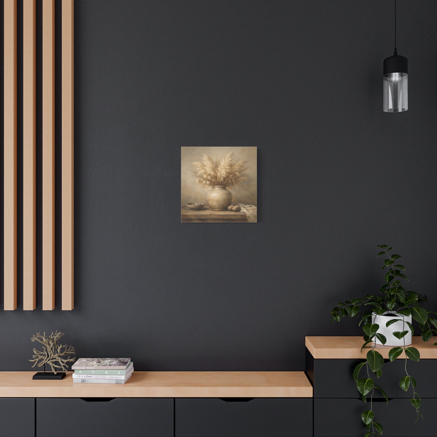 Nature Pampas Grass Brown And Beige - Canvas Wall Art Print