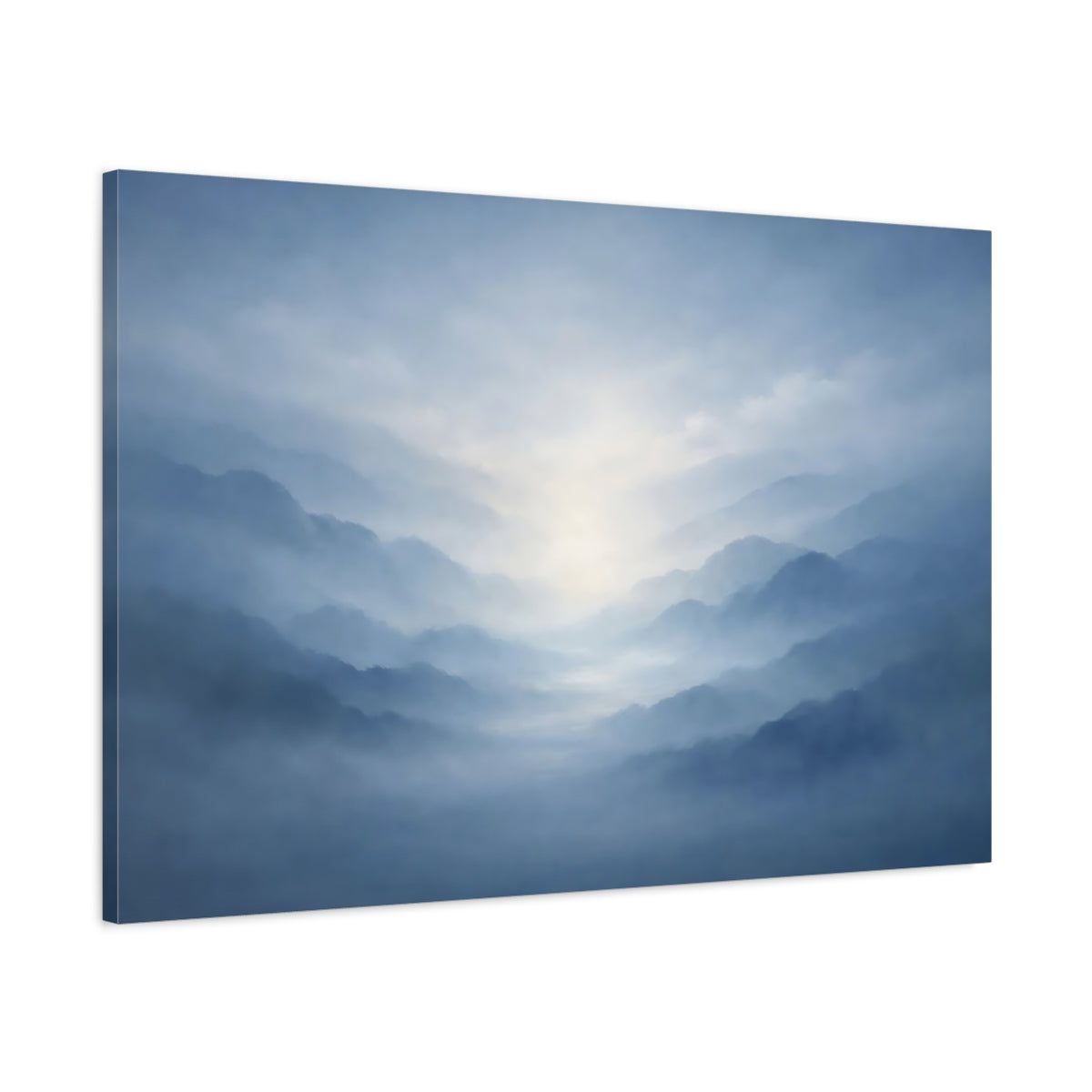 Nature des montagnes abstraites gris-bleu, profondeur de la brume - Impression sur toile murale