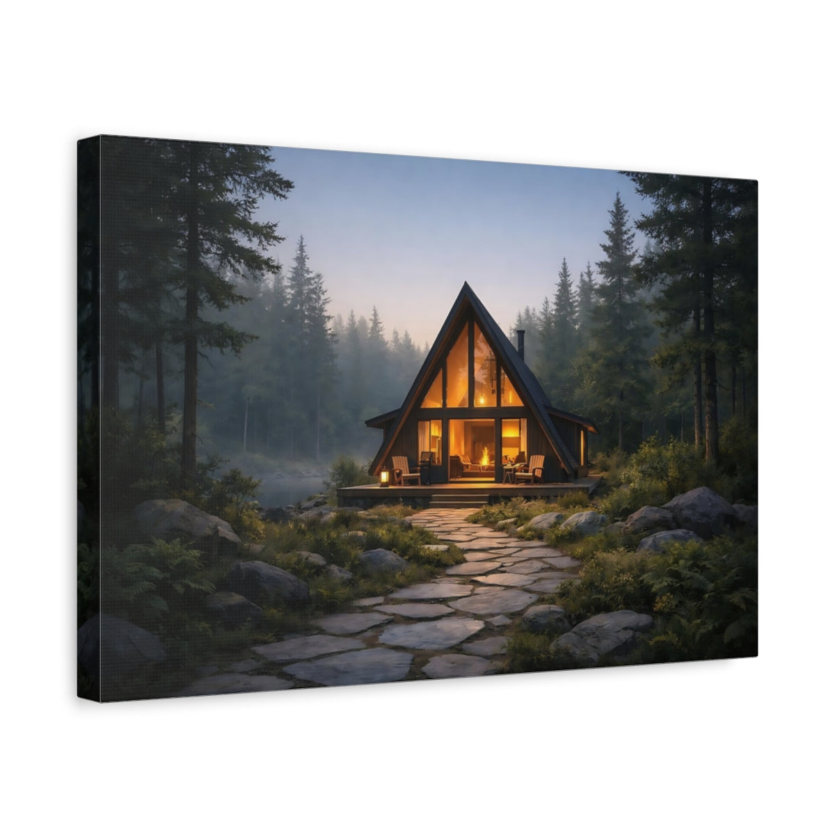 Forest Cabin Path Nature - Canvas Wall Art Print