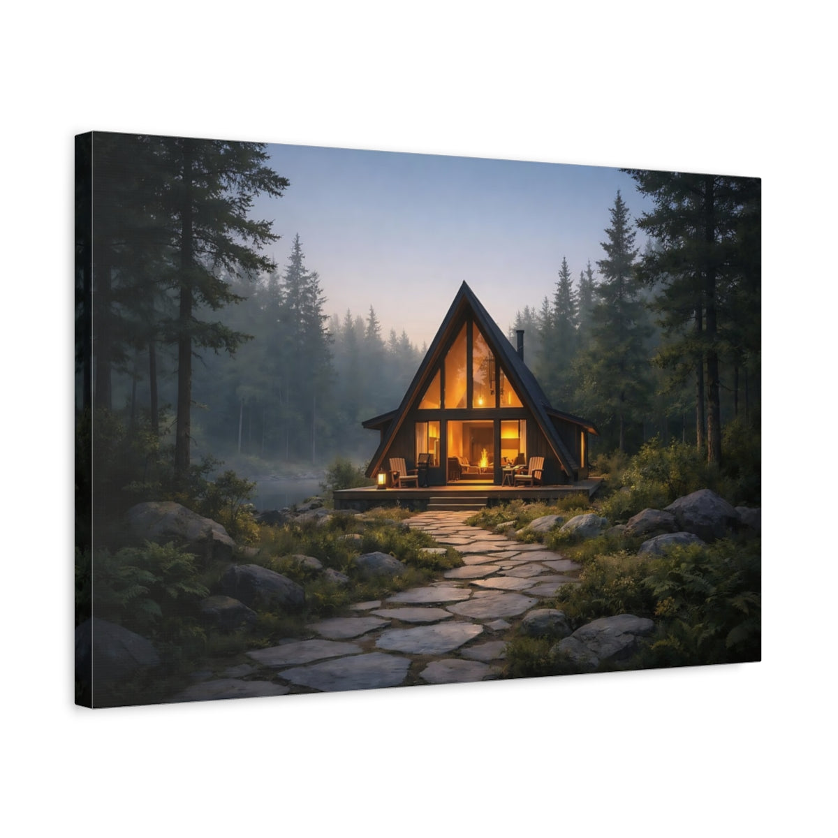 Forest Cabin Path Nature - Canvas Wall Art Print