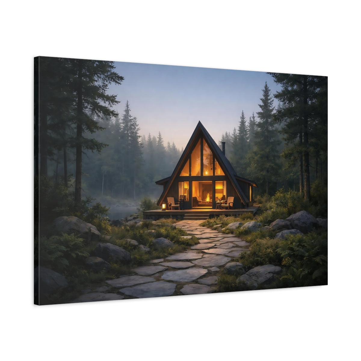 Forest Cabin Path Nature - Canvas Wall Art Print