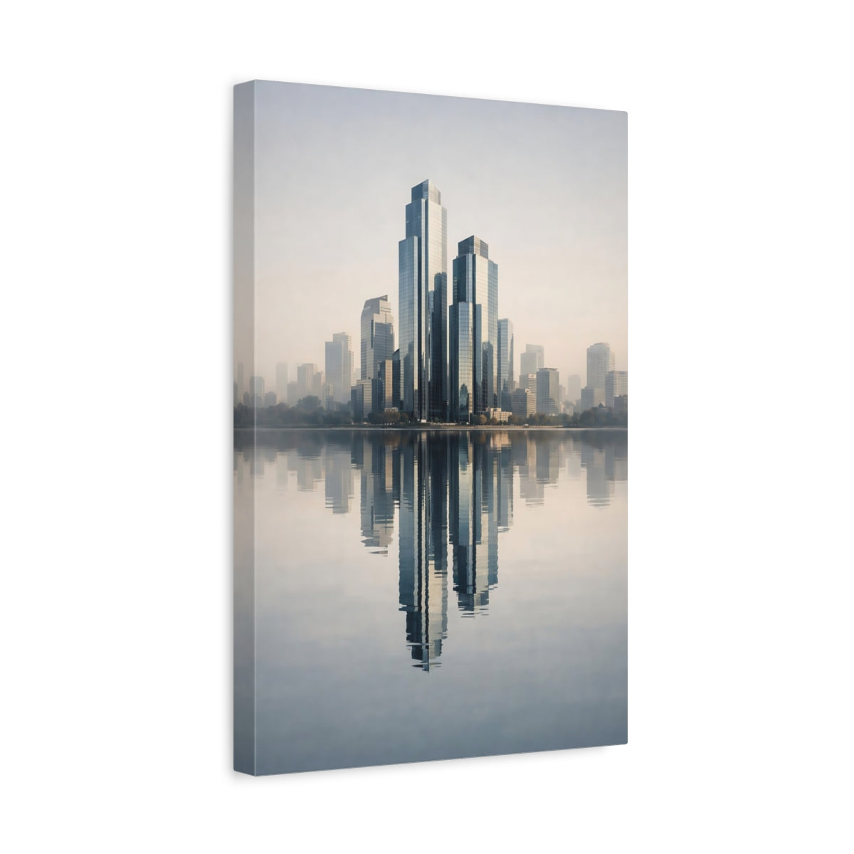 Abstract Skyscrapers Blue Grey Cityscape - Canvas Wall Art Print