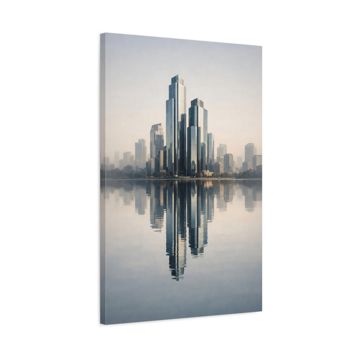 Abstract Skyscrapers Blue Grey Cityscape - Canvas Wall Art Print