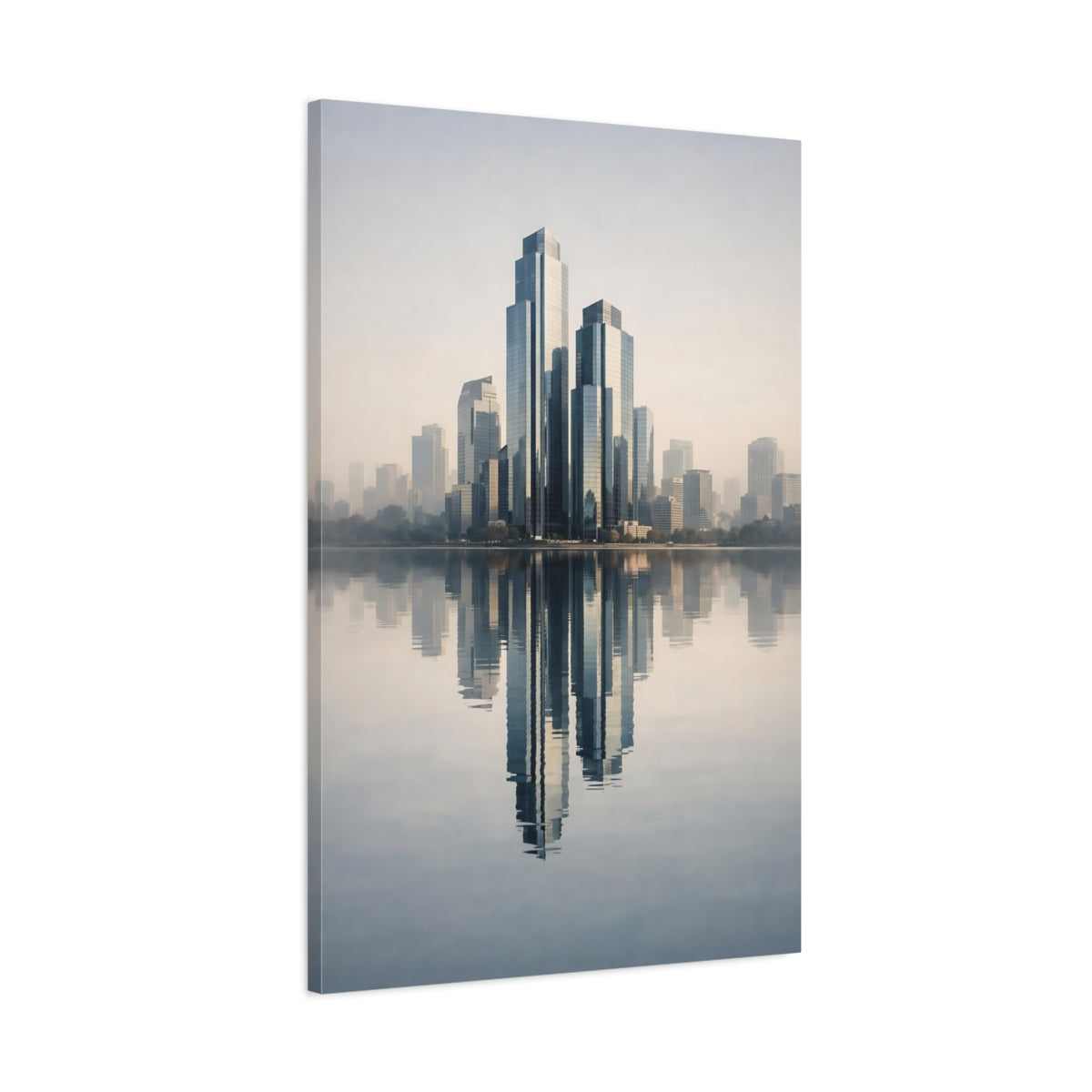 Abstract Skyscrapers Blue Grey Cityscape - Canvas Wall Art Print