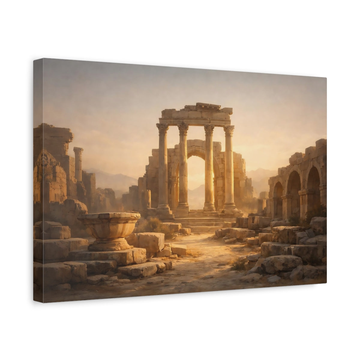 Vintage Ancient Ruins Golden - Canvas Wall Art Print