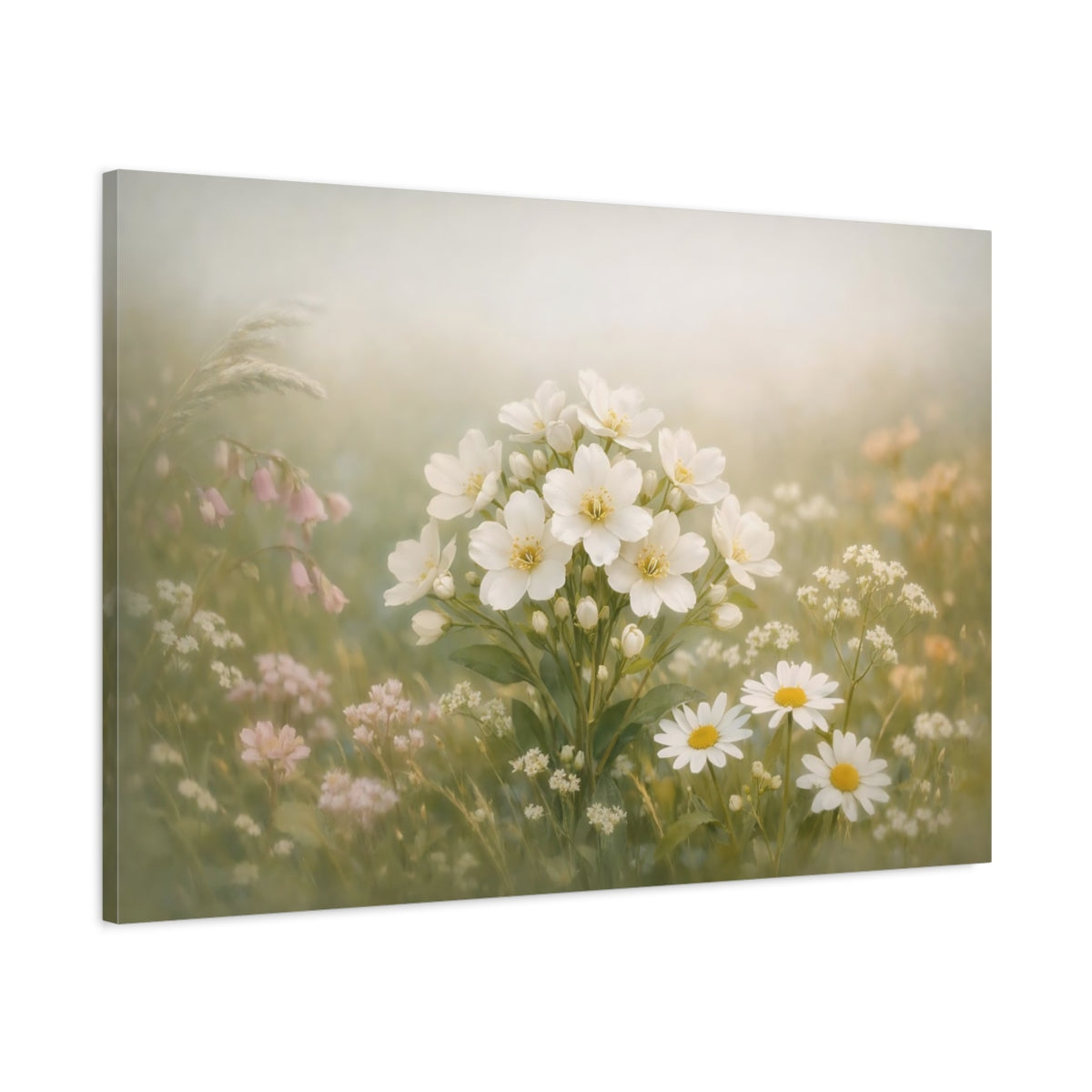 Nature Fleurs Gros Plan Fleurs Blanches - Toile Imprimée Décoration Murale