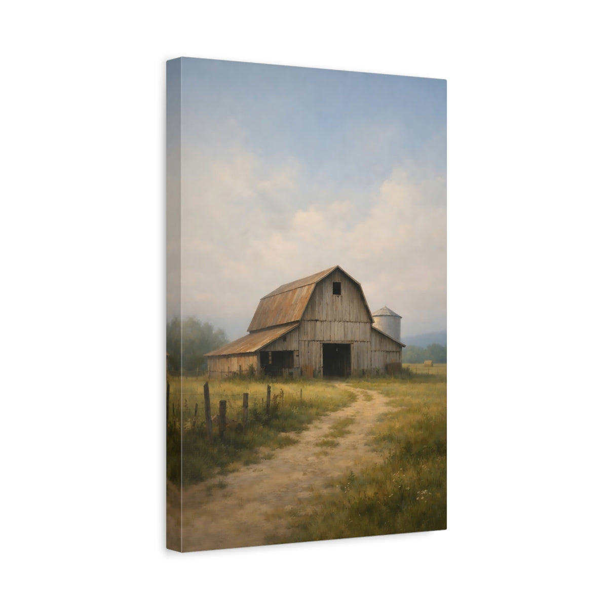 Side Mockup 4. Nature Barn Rustic Barn shown as stretched canvas wall art