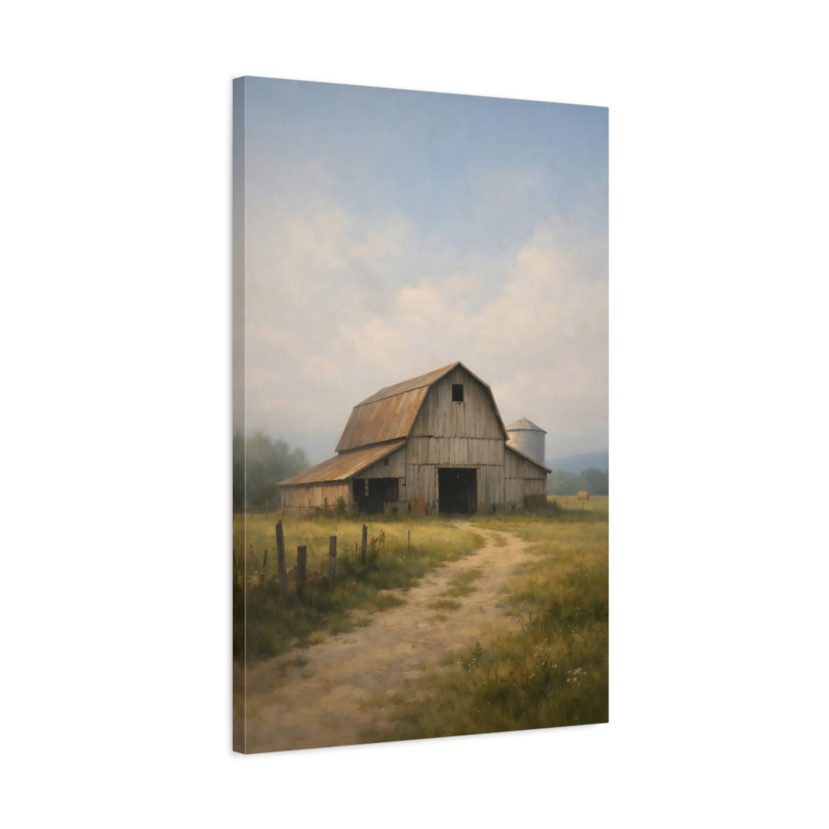 Side Mockup 2. Nature Barn Rustic Barn shown as stretched canvas wall art