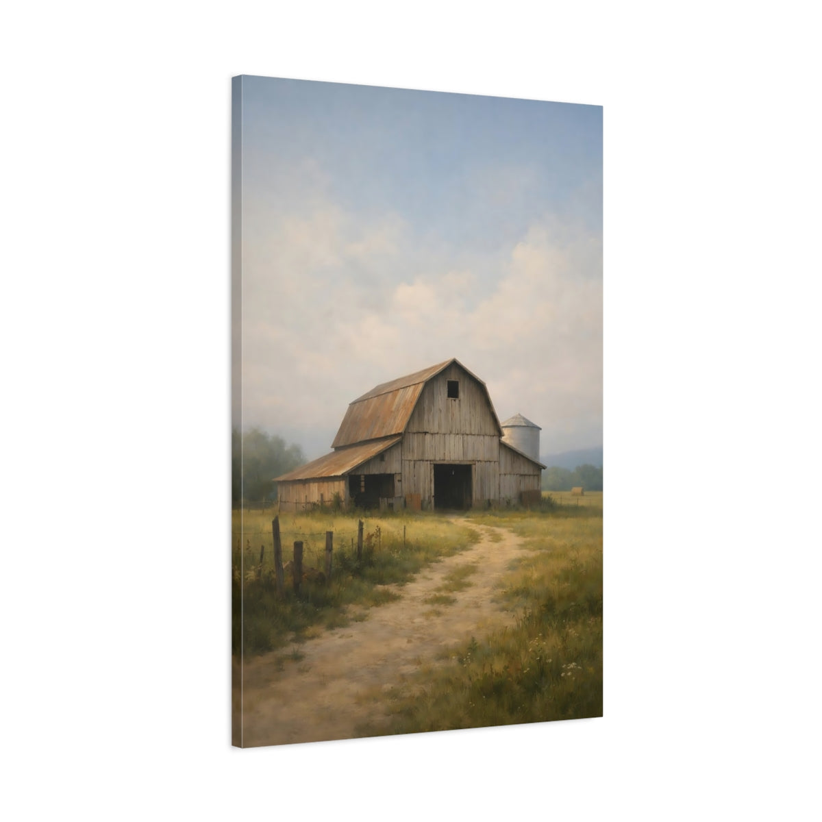 Side Mockup 1. Nature Barn Rustic Barn shown as stretched canvas wall art