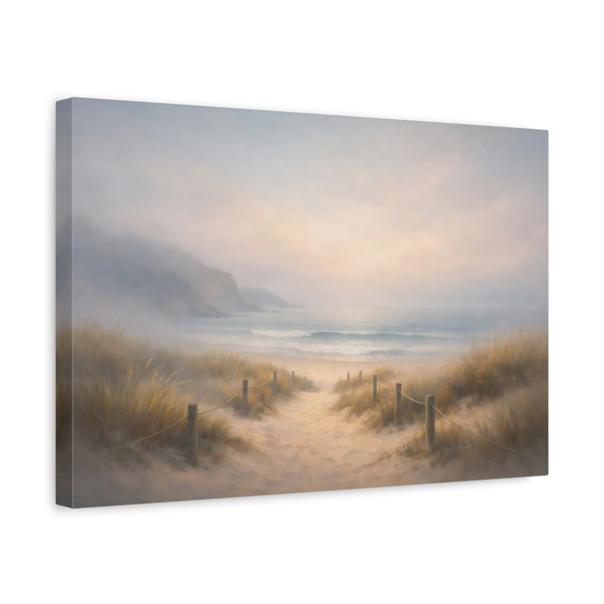 Mist Depth Beach Path Coastal Nature - Canvas Wall Art Print