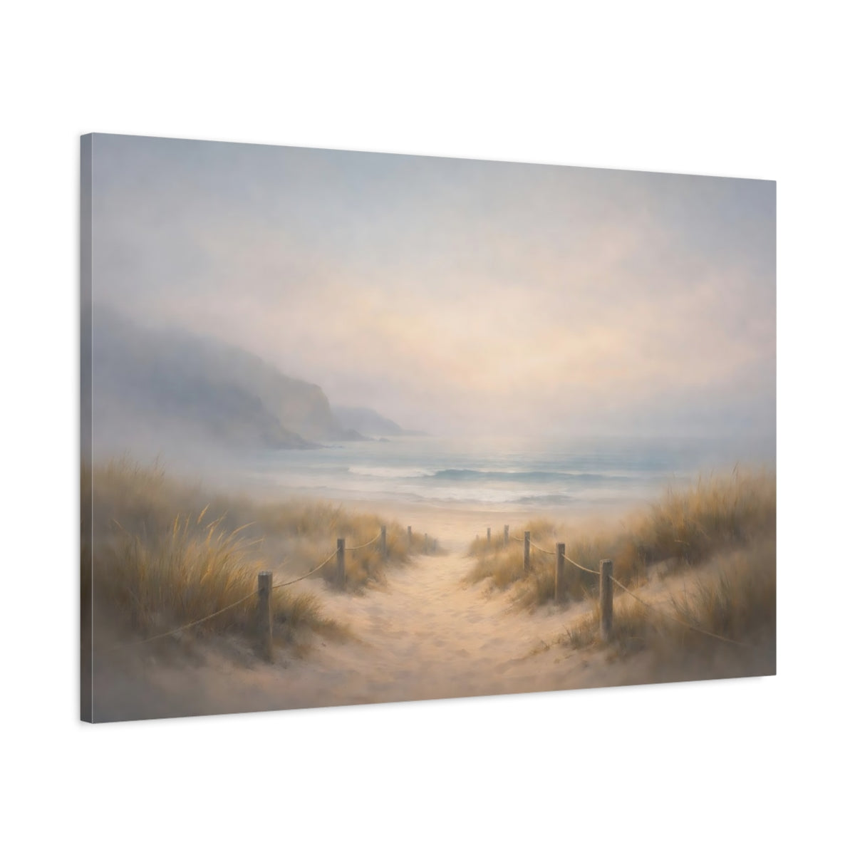 Mist Depth Beach Path Coastal Nature - Canvas Wall Art Print