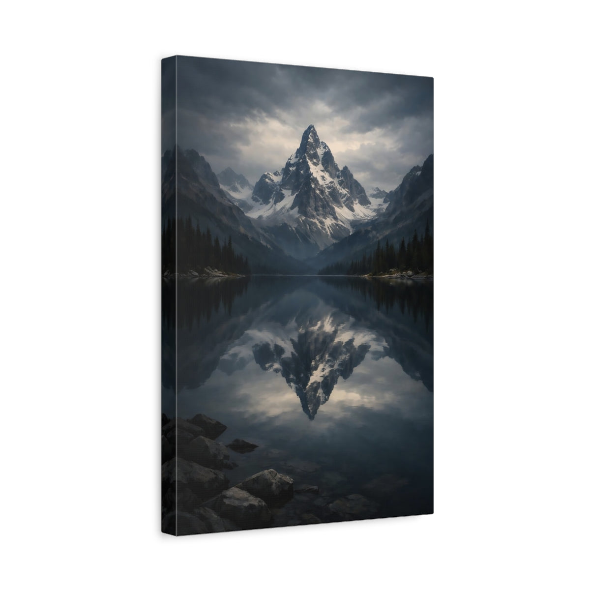 Nature Mountain Lake Reflection - Canvas Wall Art Print