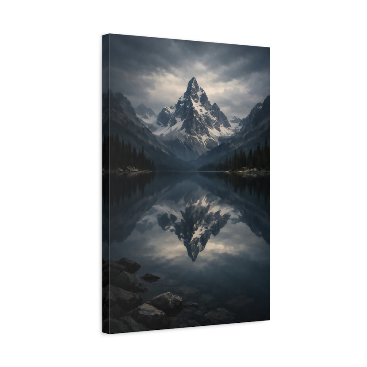 Nature Mountain Lake Reflection - Canvas Wall Art Print