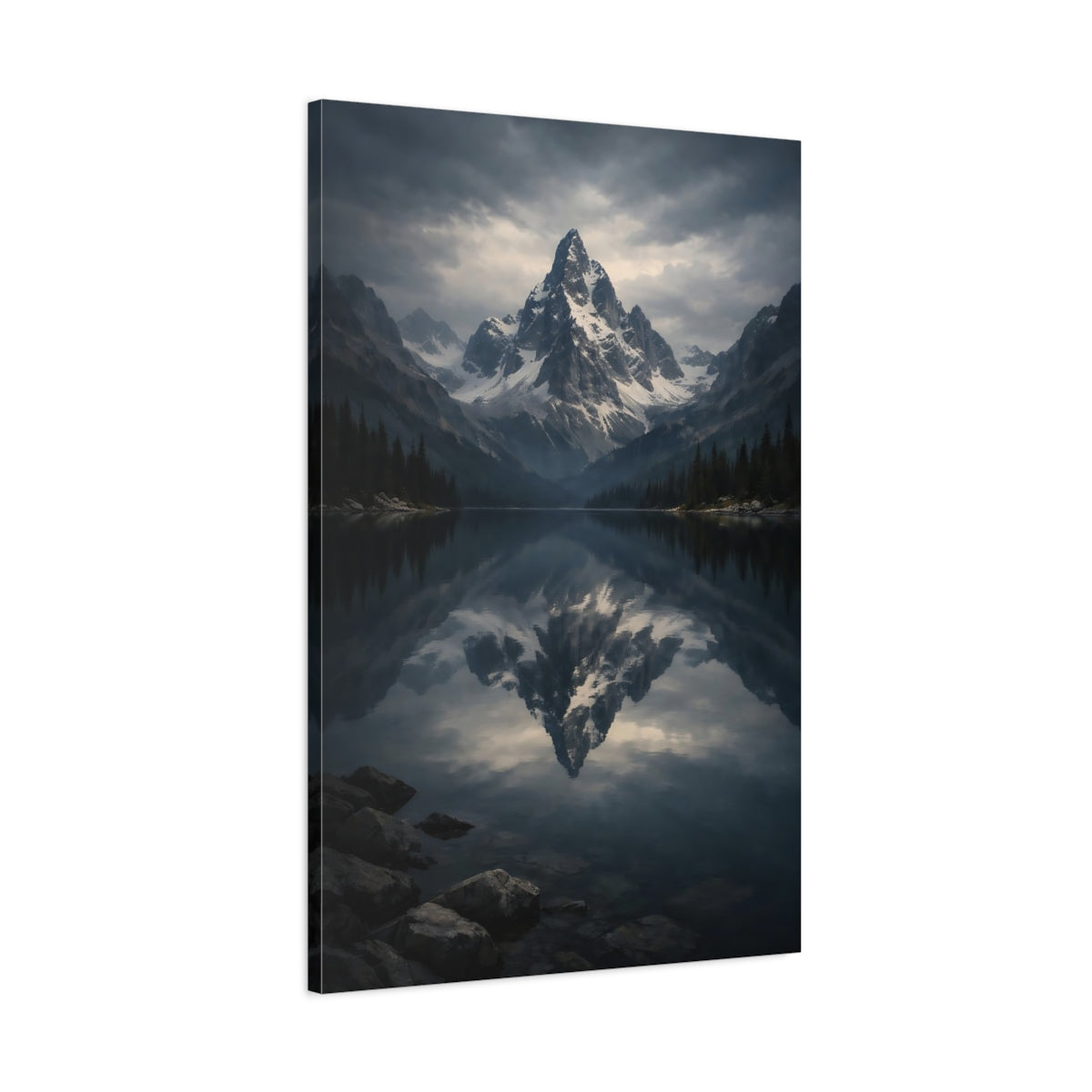 Nature Mountain Lake Reflection - Canvas Wall Art Print