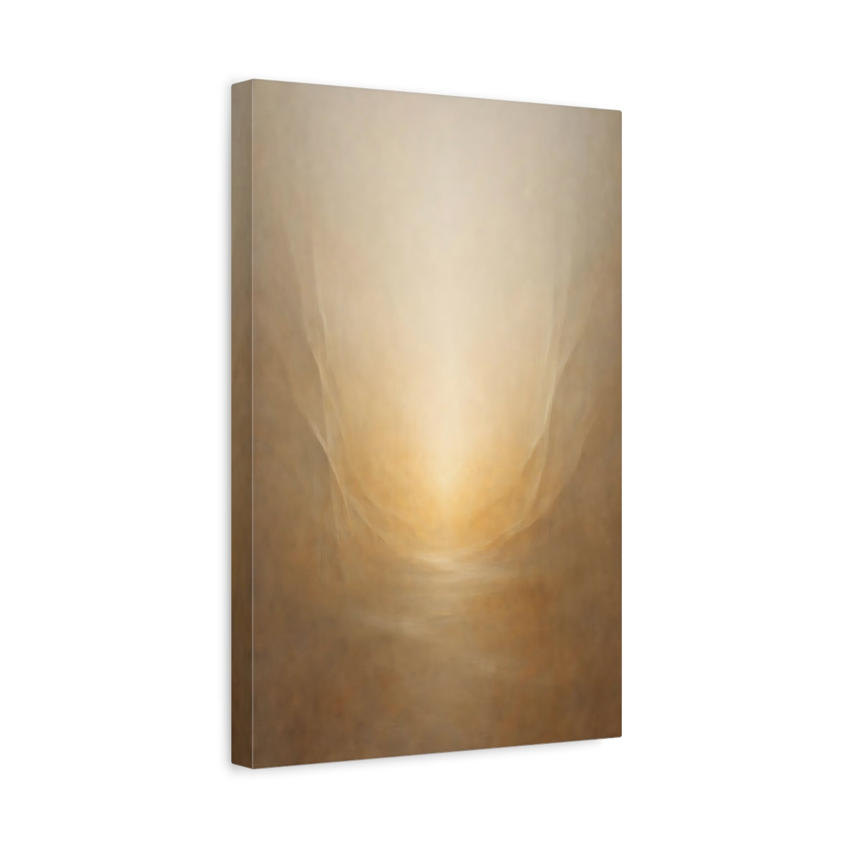 Side Mockup 4. Abstract Golden Glow Golden Abstract shown as stretched canvas wall art